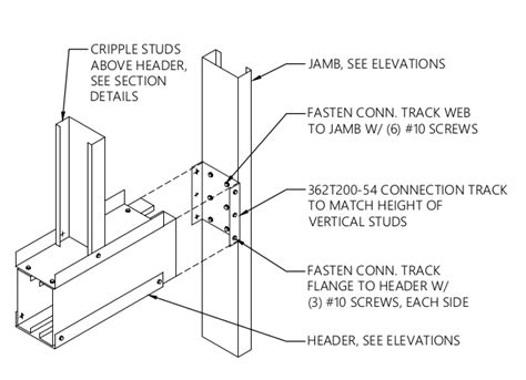 metal stud box beam header detail|standard metal stud framing details.